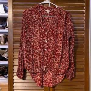 Long sleeve front tie blouse